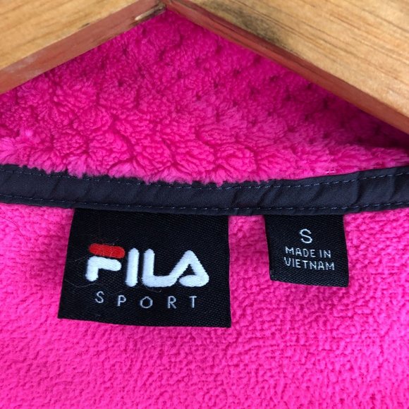 FILA Sport Women's Size Small Cloud Peak Pink Grey Textured Fleece Jacket Coat - Picture 9 of 11